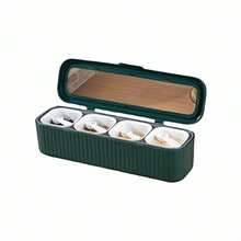 Hộp đựng gia vị nhà bếp bốn trong một phong cách Bắc Âu có nắp đậy kín Hộp đựng gia vị nhà bếp chống ẩm - màu xanh lá - Xem 5