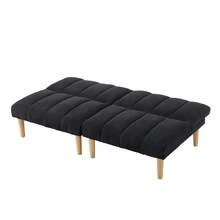 Modern Convertible Sofa Bed Folding Futon Sofa Bed With Sturdy Metal Legs,Corduroy Fabric  Sofa Bed With Adjustable Backrest For Compact Living Room Bedroom Apartment Easy Assembly - 黑色 - 查看 7