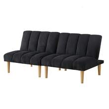 Modern Convertible Sofa Bed Folding Futon Sofa Bed With Sturdy Metal Legs,Corduroy Fabric  Sofa Bed With Adjustable Backrest For Compact Living Room Bedroom Apartment Easy Assembly - 黑色 - 查看 6