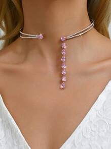 1 pièce Élégant Collier Ras-de-Cou Ouvert Étincelant en Zirconium, Convient pour la Fête, le Bal, la Tenue de Mariage
