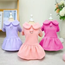 狗狗衣服，猫咪服饰，小狗衣服，春夏羊毛裙，白色皮带扣，狗狗服装，宠物配饰，欧美风格小狗公主裙 - 玫紅色 - 查看 1