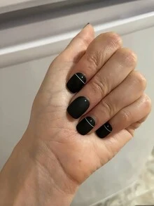 24pcs Geometric Triangle Patterned Press-On False Nails, Random Color Nail Supplies - Multicolor - View 5