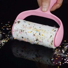 TUNKE 9 Piezas Rodillo Quita Pelusas Portátil Con Hojas De Adhesivo Desechables, Elimina De Manera Eficiente Pelusas Y Pelo De La Ropa - Rosa - Ver 2