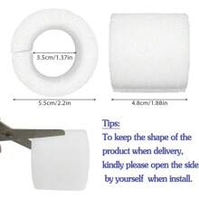 Entretoises de rideau à œillets, 20 pièces entretoises de rideau d'intérieur de 4,8 cm de longueur, entretoises en mousse pour rideaux à œillets avec plis parfaits pour des poteaux allant jusqu'à 35 mm