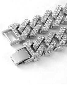 Juego de cadena de eslabones en forma de diamante grande: brille con estilo con collar de pedrería de lujo y pulsera para entusiastas del hip-hop - moda duradera y versátil - Diamantes de imitación de rombos grandes - Ver 10