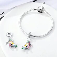 1 Cái Màu Bạc Đơn Giản Nhiều Màu Sắc Men Dạ Quang Nốt Nhạc Giày Trượt Patin Mặt Dây Chuyền Hạt Charm Phù Hợp Với Nguyên Bản Vòng Tay Vòng Cổ Vòng Lắc Tay Tự Làm Đồ Trang Sức Làm - Bạc - Xem 3