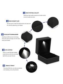 1 件带 LED 灯的奢华手链盒、戒指盒、吊坠盒、优雅钻石手链盒，适用于独特的求婚、订婚或婚礼，矩形黑色天鹅绒内饰珠宝展示礼品盒。 - 紫色 - 查看 8