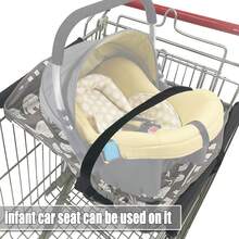 1 pieza Hamaca de carrito de compras para bebé portátil con múltiples patrones colgantes y función de almacenamiento - elefante blanco - Ver 4