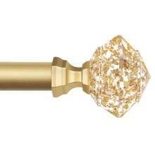 1pc Long Curtain Rods, 3/4 Curtain Rod For Windows, Telescoping Splicing Single Rods, Decorative Drapery Rod With Acrylic Diamond Finial, Black/Gold/Champagne Gold/Nickel - Gold - View 6