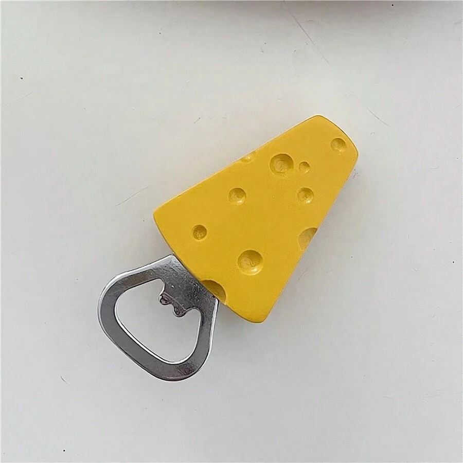 One Cheese-Shaped INS Style Bottle Opener With Magnetic Refrigerator Sticker In The Shape Of A Corn And A Carrot,Beer,Can Opener - Yellow - View 1