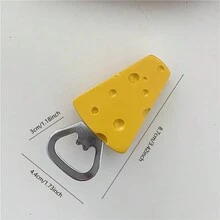 One Cheese-Shaped INS Style Bottle Opener With Magnetic Refrigerator Sticker In The Shape Of A Corn And A Carrot,Beer,Can Opener - Yellow - View 2