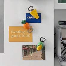 One Cheese-Shaped INS Style Bottle Opener With Magnetic Refrigerator Sticker In The Shape Of A Corn And A Carrot,Beer,Can Opener - Yellow - View 3