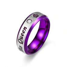 1Pc Fashion Stainless Steel Couple Rings Her King His Queen Wedding Rings For Men Women With Zirconia Ring Romantic Anniversary Wedding Band Jewelry Valentine's Day Gifts,Mom,Mother,Mother's Day,Gift - Her King His Queen - View 20