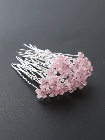 20pcs Women New Style Flower Multi-Color Bridal Headband, Hair Fork, U-Shaped Hairpin, Wedding Hair Accessories, Simple And Versatile, Wedding/Back To School Season Basic Headwear, Bun Hairstyle Set Valentine's Day Valentines