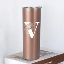 1pc, 20oz Double Wall Stainless Steel Vacuum Insulated Cup, Perfect For Home Or Office, Straight-Sided Coffee Mug, Ideal Gift For Female Friends - Black - View 4
