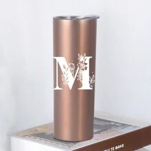 1pc, 20oz Double Wall Stainless Steel Vacuum Insulated Cup, Perfect For Home Or Office, Straight-Sided Coffee Mug, Ideal Gift For Female Friends - Black - View 5