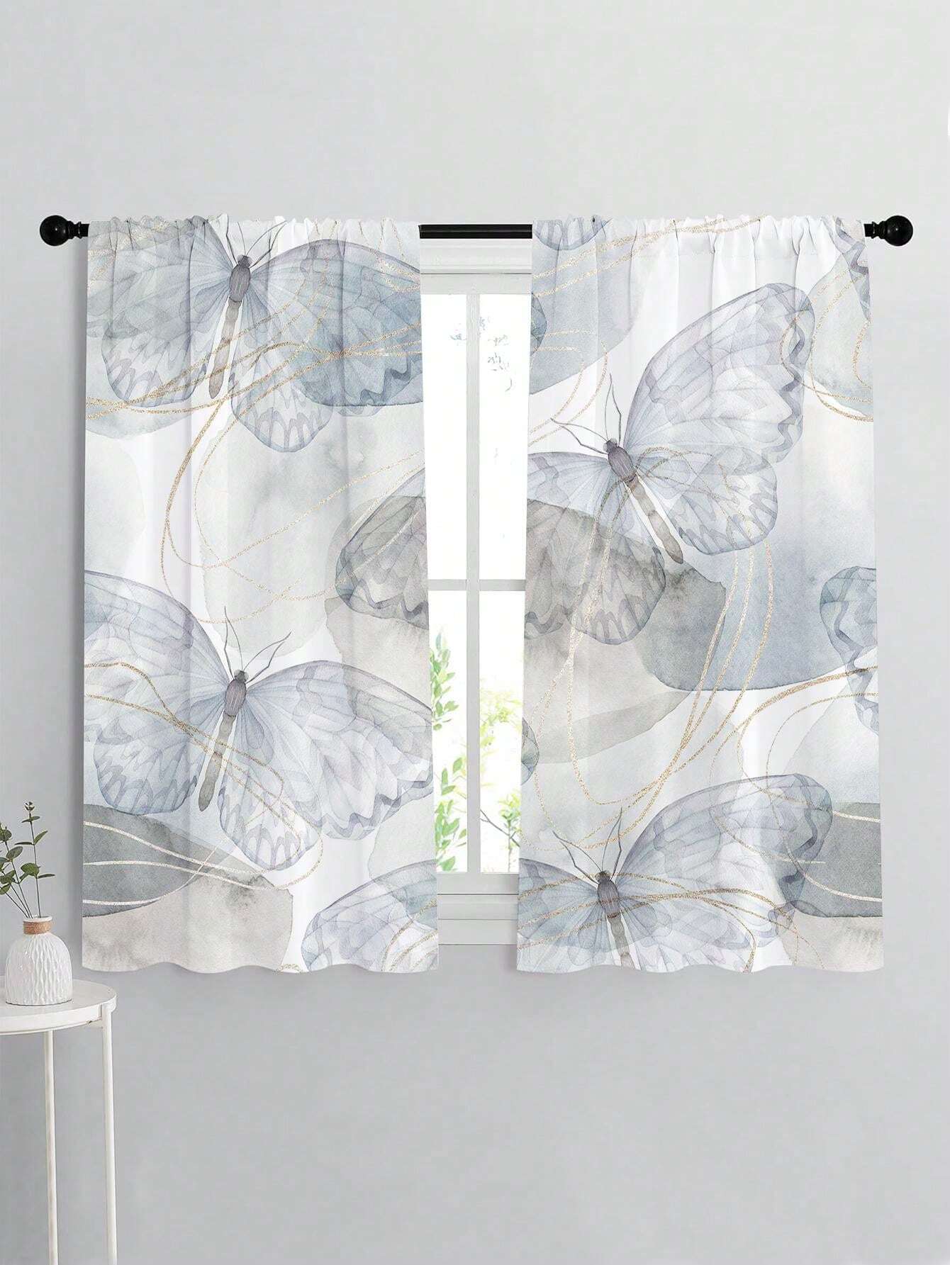 XIANGPEIFBH Retro stijl bladeren en bloemen zonnescherm gordijnen woonkamer slaapkamer woondecoratie digitaal afdrukken aangepast gordijn 70 (B) x (H) 280 cm x 2 stuks
