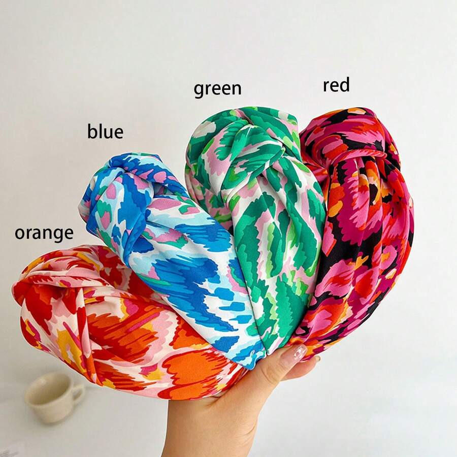 Colorful Camouflage Wide Knot Headband For Women, Printed Cloth Fabric Hairband To Cover Broken Hair When Washing Face, 1pc - Multicolor - View 1