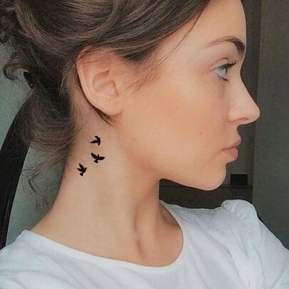 1 Sheets Small Size Body Art Temporary Tattoo Stickers For Men And Women, Black Minimalist Flying Bird Free Pattern, Old School Style, Waterproof Fake Tattoo, Lasts 2-5 Days, Covering Scars, Can Be Used On Arms Wrist Shoulders Legs Waist Neck Hand Chest Thighs Finger, Best Friend Couple Tattoo