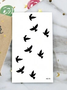 1 Sheets Small Size Body Art Temporary Tattoo Stickers For Men And Women, Black Minimalist Flying Bird Free Pattern, Old School Style, Waterproof Fake Tattoo, Lasts 2-5 Days, Covering Scars, Can Be Used On Arms Wrist Shoulders Legs Waist Neck Hand - Black - View 6
