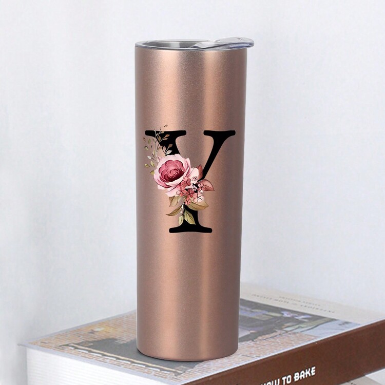 1 个，20 盎司双层不锈钢真空保温杯，办公室家用平底直身咖啡杯，送给好朋友的礼物。水瓶 - 玫瑰金 - 查看 26