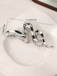 1 件仿珍珠装饰发夹结构发夹，适合浓密头发，强力定型发夹，蝴蝶发夹发夹时尚发饰，女士秋冬度假装发夹 - 銀色 - 查看 2