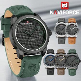 NAVIFORCE Fashion Men Wristwatch Top Brand Luxury Waterproof Original Man Watch PU Strap Sport   Quartz Male Clock Gift 9202