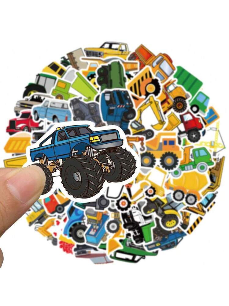 Set De 120 Pegatinas De Vehículos Para Niños – Motivos De Construcción Y Transporte, Impermeables Y Reutilizables