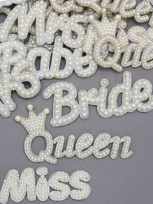 1Pc Queen Pearl Patches On Clothes Rhinestone Applique Patch For Jackets Crystal Crown Badge Sewing Crafts