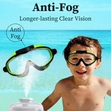 One Children Clear Large Frame Swimming Goggles, Waterproof, Anti-Fog, UV Protection Swim Glasses For Summer Swimming Pool, Water Play, Beach, Surfing, Diving. Silicone Eyepiece.