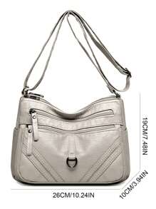 High Quality Soft PU Leather Shoulder Bag For Women 2024 Casual Multi-Layer Crossbody Bag Luxury Designer Washable Messenger - Beige - View 4