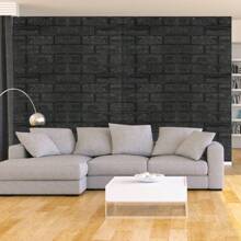 FXLTSBL Wall Panels Self-Adhesive 10 Pieces 3D 35 X 35 Cm Brick Wallpaper Stone Look Wall Sticker Waterproof Wall Wallpaper For Kitchen Bedroom Bathroom Living Room - 黑色 - 查看 3
