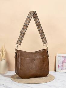 女士风格水桶包，带斜挎包，Vagan 皮革流浪包，配有吉他背带，宽刺绣钱包带，适合女士 - 非常适合斜挎包、健身包、手提包等，复古风格包