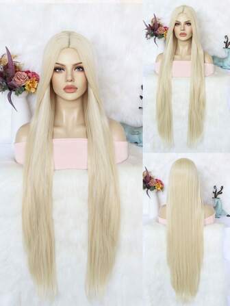 Women's Wigs Great For Daily Party Wear And Going Out, Glueless Wigs 40 Inch/100cm 42inch/110cm Blonde Middle Parted Extra Long Straight Wigs, Lace-Free Wigs, Extra Long Fashionable Versatile Wigs, Synthetic Heat Resistant Fiber Wigs, School Halloween Thanksgiving Christmas Costume Accessories Anime Cosplay Wigs (Blonde, Orange, Black, Brown)