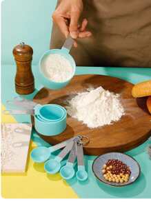 8入組/套不銹鋼量杯和湯匙帶橘色手柄,烘焙工具成套工具帶畢業標記