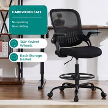 OLIXIS Drafting Chair, Tall Office Chair, Standing Desk Chair, Tall Desk Chair, High Office Chair, Counter Height Office Chairs With Lumbar Support - màu đen - Xem 8
