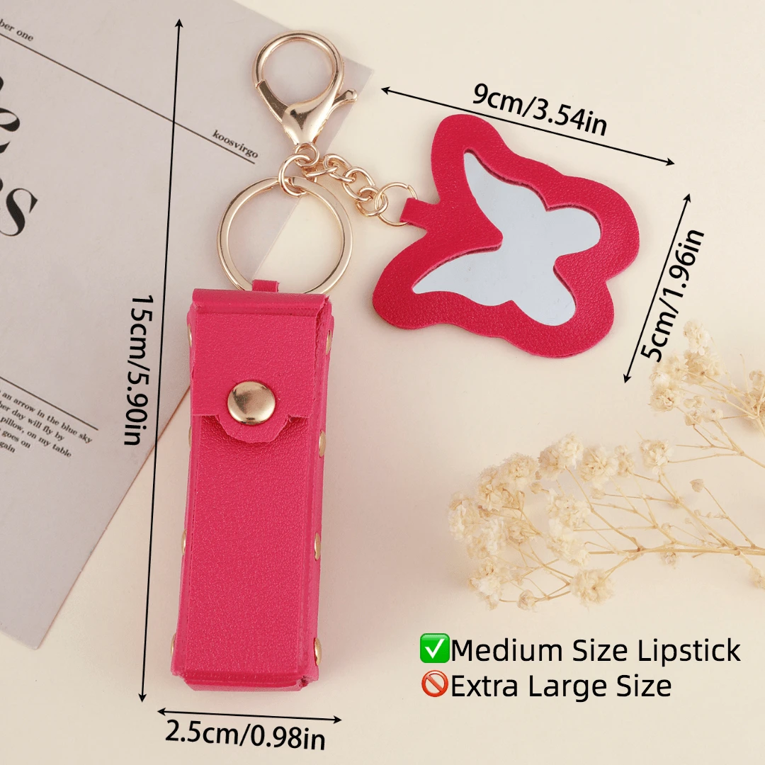 Butterfly Shaped Decor Lip Balm Holder. 1pc Solid Color PU Leather