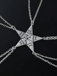 4/5/6/7/8 Pieces/Set, Best Friend Necklace, Creative Pentagram Pendant Alloy Accessories, Friendship Necklace For Men And Women, Best Friend Alloy Pendant, Letter Necklace Bff Jewelry Gift - Multicolor - View 3