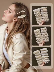 6/12/18 Stück Damen Stil, modisch und elegant, süß, funkelnd, mit Strass und Kunstperlen, Schmetterling und Blumen Formen, Multi Version Haarklammern Set, geeignet für Alltag und Party, Damen Haarzubehör, empfohlene Geschenke, Haarklammern, Haarspangen, Haarclips, Haarspangen, Kopfschmuck - Verschiedenfarbig - Übersicht 7