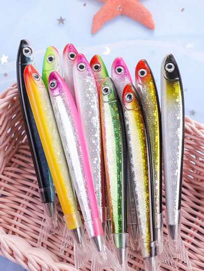 1pc Random Creative Shaped Oceanic Fish Themed Ballpoint Pen With Black Ink, School Supply And Suitable Gift For Holidays (Stickers, Pencils, Notebooks, Lipstick Shaped Ballpoint Pen, Gift Set) Back To School