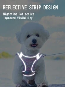 1pc Colorful Print Breathable Mesh Dog Harness With Reflective Strip And Strong Wrap, Chest Style
