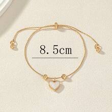 1 pieza Pulsera de cadena de corazón blanca moderna y elegante - Dorado - Ver 4