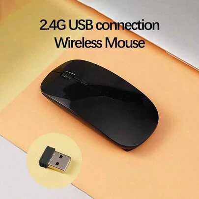 1入組PVC材質瑪卡龍色超薄2.4g USB連接無線滑鼠