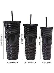 Large Capacity Durian Cup Double-Layer Plastic Cup With Straw Creative Diamond Grain Water Cup 450ml/700ml/1100ml - Pink - View 6