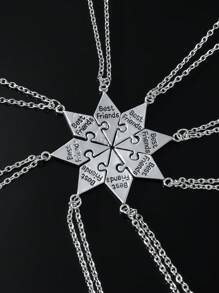 4/5/6/7/8 Pieces/Set, Best Friend Necklace, Creative Pentagram Pendant Alloy Accessories, Friendship Necklace For Men And Women, Best Friend Alloy Pendant, Letter Necklace Bff Jewelry Gift - Multicolor - View 7