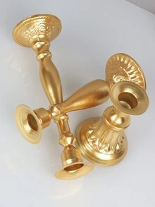 1 pieza/3 piezas Candelabro de metal y hierro simple y creativo, lujoso y romántico para cena a la luz de las velas en bodas, fiestas, dormitorios, mesas, restaurantes, salas de estar, graduaciones, cumpleaños, cocinas, San Valentín y Año Nuevo. Candelabro decorativo, de moda, atmosférico, velas románticas para bodas y mesas, se pueden usar para fiestas de cumpleaños - Dorado - Ver 10