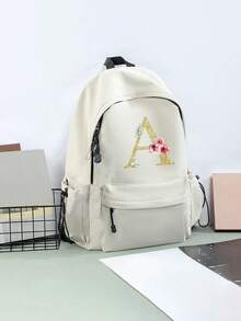 Customizable Exclusive Pattern Backpack, Multifunctional Storage Bag, Suitable For Graduates, Teenage Girls, College Freshman, Sophomore, Junior And High School Students, Is A Perfect Choice For Outdoor Activities, Travel And Back-To-School. Back To School Graduation Gift School Backpack - Beige - View 4