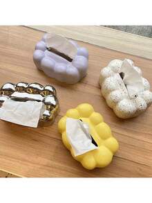 1pc Nordic INS Style Ceramic Silver Plated Tissue Box Paper Napkin Holder Home Decoration For Living Room Coffee Table - Multicolor - View 1