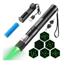 Puntero Láser Verde Proyector Carga Usb Recargable 7 Modelos - Negro - Ver 1