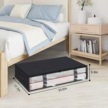 90L Organizadores para Colocar Bajo la Cama - Bolsas de Almacenamiento de Ropa Con Ventana Transparente plegable, 60x45x15cm, Arcón de Gran Capacidad con Asa Reforzada para Guardar Ropa de Cama - Negro - Ver 4